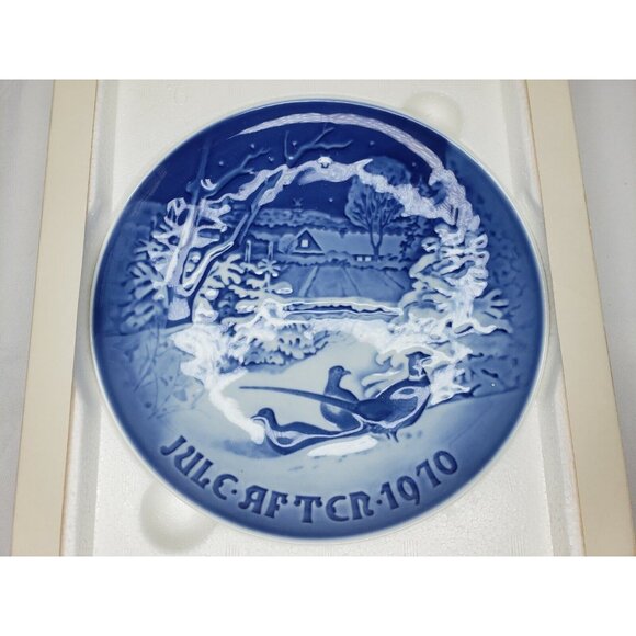 VTG Bing and Grondahl 1970 Christmas Collectors Plate Pheasants in the Snow 7 ¼” - Picture 7 of 9